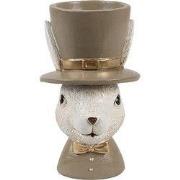 Clayre & Eef Eierdopje Konijn 7x7x12 cm Beige Kunststof