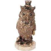 Clayre & Eef Decoratie Beeld Uil 14 cm Bruin Kunststof