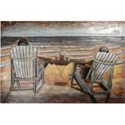 Clayre & Eef 3D Schilderijen metaal 120x80 cm Meerkleurig Metaal Stran...