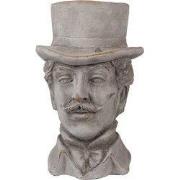 Clayre & Eef Bloempot Man 15x16x24 cm Grijs Steen