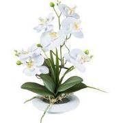 Kopu® Kunstbloem Orchidee 41 cm Wit met Bloemschaal - Phalaenopsis