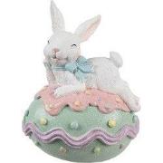 Clayre & Eef Decoratie Beeld Konijn 11x9x15 cm Wit Kunststof