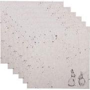 Clayre & Eef Servetten Katoen Set van 6 40x40 cm Beige Grijs Katoen Ko...