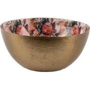 Clayre & Eef Kandelaar Ø 14x6 cm Goudkleurig Wit Metaal Bloemen