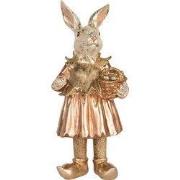 Clayre & Eef Decoratie Beeld Konijn 35 cm Beige Roze Kunststof