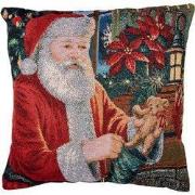 Clayre & Eef Kussenhoes 44x44 cm Rood Polyester Kerstman