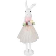 Clayre & Eef Decoratie Beeld Konijn 76 cm Wit Kunststof Macarons