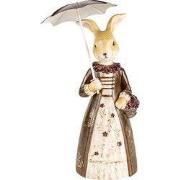 Clayre & Eef Decoratie Beeld Konijn 21 cm Bruin Kunststof