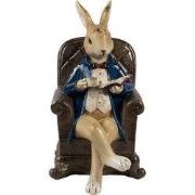 Clayre & Eef Decoratie Beeld Konijn 12x10x18 cm Beige Bruin Kunststof