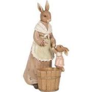 Clayre & Eef Decoratie Beeld Konijn 13x10x24 cm Bruin Kunststof