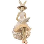 Clayre & Eef Decoratie Beeld Konijn 10x9x17 cm Beige Kunststof