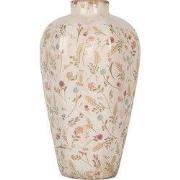 Clayre & Eef Vaas Ø 21x34 cm Beige Roze Keramiek Bloemen