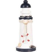 Clayre & Eef Decoratie Vuurtoren Ø 6x15 cm Wit Blauw MDF