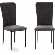 Set van 4 stoelen in stof met zwarte metalen poten L43 cm - HOLLY