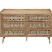 Ladekast met 6 lades met fronten in natuurlijk rotan L120 cm - PALMO