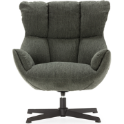Fauteuil in gewatteerde stof met zwarte metalen poten H89 cm - ODETTE