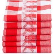 Twentse Damast Theedoekenset - 6 stuks - Molen Rood
