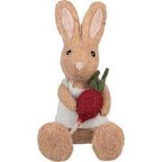 Clayre & Eef Decoratie Beeld Konijn 10x10x19 cm Bruin Textiel