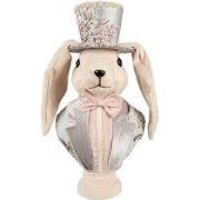 Clayre & Eef Decoratie Beeld Konijn 18x15x38 cm Beige Textiel