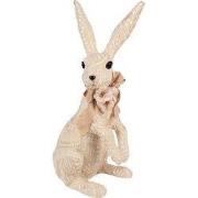 Clayre & Eef Decoratie Beeld Konijn 25x19x54 cm Beige Textiel