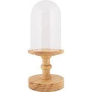 Clayre & Eef Glazen Stolp Ø 14x34 cm Bruin Hout