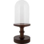 Clayre & Eef Glazen Stolp Ø 17x40 cm Bruin Hout