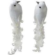 Clayre & Eef Decoratie Vogels 19x9x10 cm Wit Kunststof