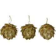 Clayre & Eef Decoratie Hanger Bloemen Ø 8x8 cm Goudkleurig Kunststof