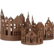 Clayre & Eef Decoratie Beeld Set van 3 Huis Ø 16/ Ø 11 / Ø 10 cm Bruin...