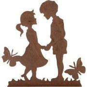 Clayre & Eef Decoratie Beeld 25x5x25 cm Bruin Metaal Kinderen