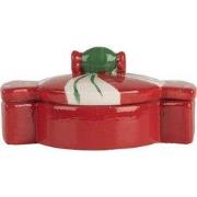 Clayre & Eef Voorraadpot 14x10x8 cm Rood Wit Keramiek