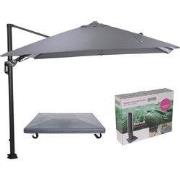 Hawaii Lumen parasol - lichtgrijs doek - incl. 90 kg voet en hoes