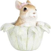 Clayre & Eef Decoratie Beeld Konijn 12x12x12 cm Beige Kunststof