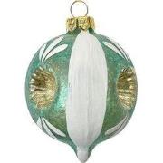 Clayre & Eef Kerstbal Ø 5x7 cm Blauw Wit Glas