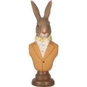 Clayre & Eef Decoratie Beeld Konijn 7x5x19 cm Bruin Kunststof