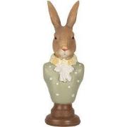 Clayre & Eef Decoratie Beeld Konijn 6x5x18 cm Bruin Kunststof