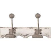 Clayre & Eef Wandkapstok 2 Haken 23x6x10 cm Wit Hout