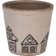 Clayre & Eef Bloempot Ø 15x14 cm Beige Keramiek Gingerbread house