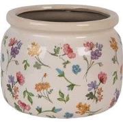Clayre & Eef Bloempot Ø 20x15 cm Beige Keramiek Bloemen