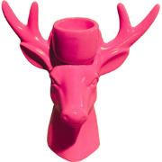 Candle holder - Reindeer - Ceramics - Neon Pink - 11x6x11cm
