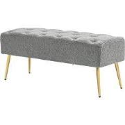 Bedbank met Gouden poten gestoffeerd  lamswol optiek 41x112x46cm - Gri...