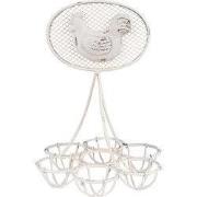 Clayre & Eef Eierhouder Ø 15x22 cm Wit Metaal Kip