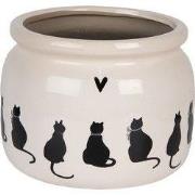 Clayre & Eef Bloempot Ø 20x15 cm Beige Keramiek Katten