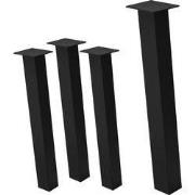 Set van 4 tafelpoten schuin 72 cm zwart glanzend staal vierkant profie...