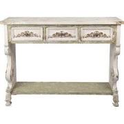 Clayre & Eef Sidetable 129x36x99 cm Wit Groen Hout