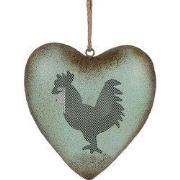 Clayre & Eef Decoratie Hanger Hart 23x7x23 cm Groen Metaal Haan