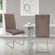 Set van 2 slede eetkamerstoelen met rugleuning Bekleding bruin kunstle...