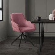 Eetkamerstoel draaibaar oudroze textiel geweven stoffen keukenstoel me...