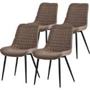 Eetkamerstoel set van 4 bruin met kunstlederen bekleding en stalen pot...