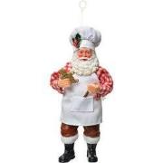 Clayre & Eef Kersthanger Kerstman 17 cm Wit Textiel